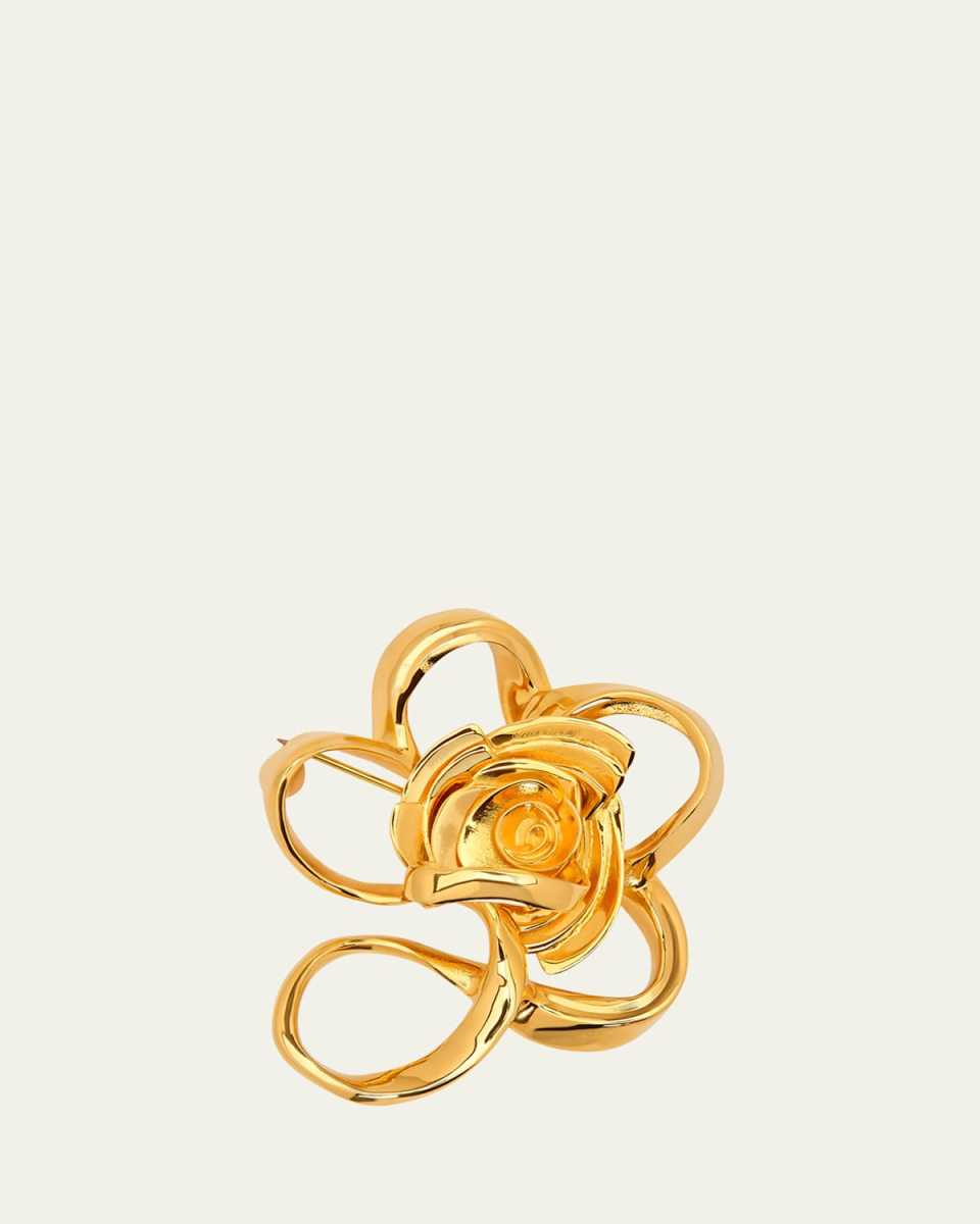 Large Geometric Rose Brooch